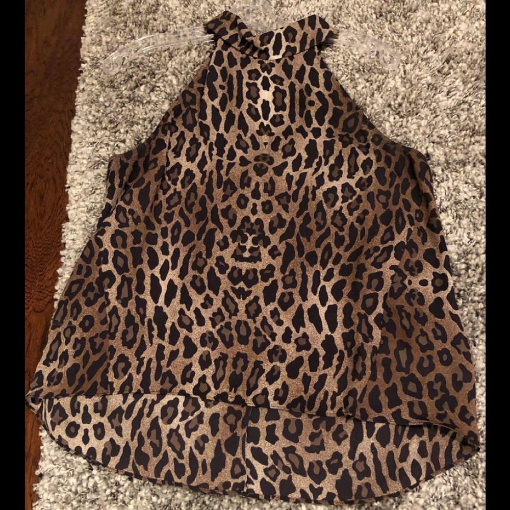 Heather Brand Leopard Print Top-Size Small